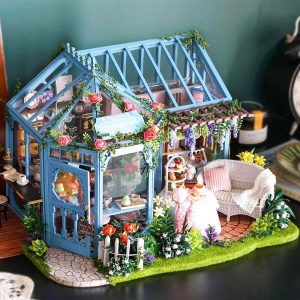 Rose's Garden DIY Miniature Dollhouse Kit with Music Box-6