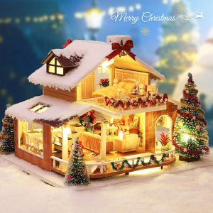 Christmas Ice and Snow Manor DIY Miniature Dollhouse-5