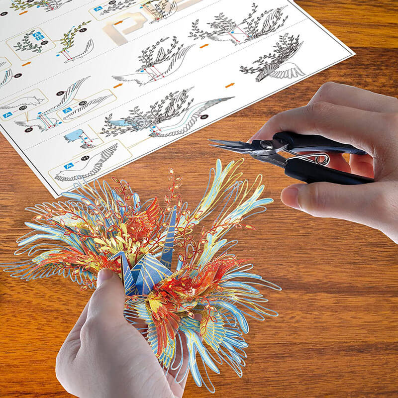 One Thousand Origami Cranes Love Amulet 3D Metal Puzzle Description-2