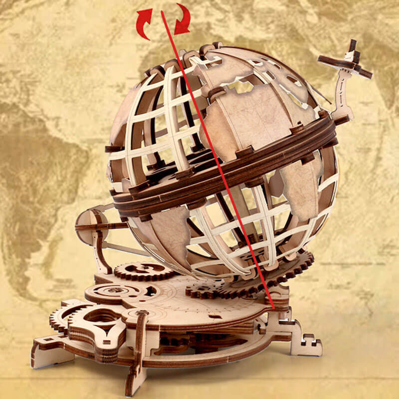 Transmission Gear Rotate Globe 3D Wooden Puzzle Description-3