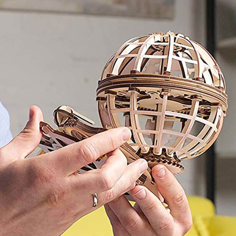 Transmission Gear Rotate Globe 3D Wooden Puzzle Description-5