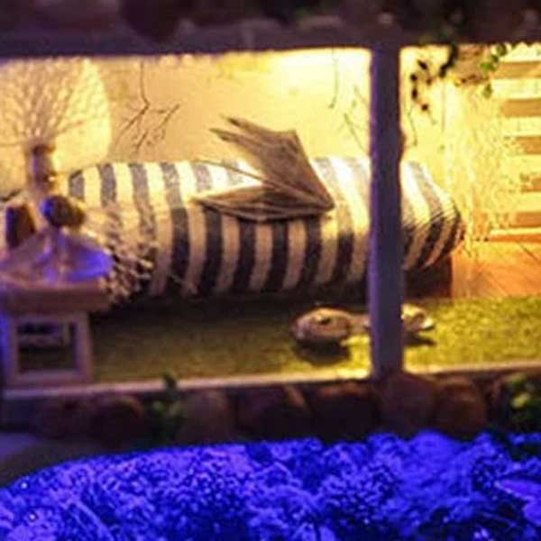 Aquarium Mansion with LED Lights and Dust Cover DIY Miniature Dollhouse Description-7