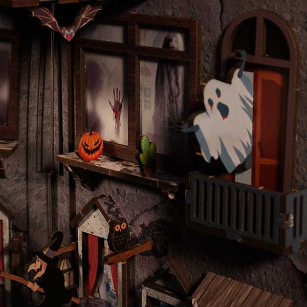 Halloween Spooky Alley Book Nook Miniature Dollhouse_Description_4