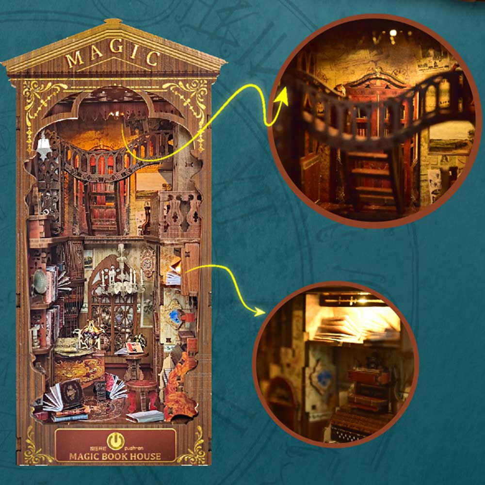 Magic Bookcase Book Nook Miniature Dollhouse - CraftDIYKit