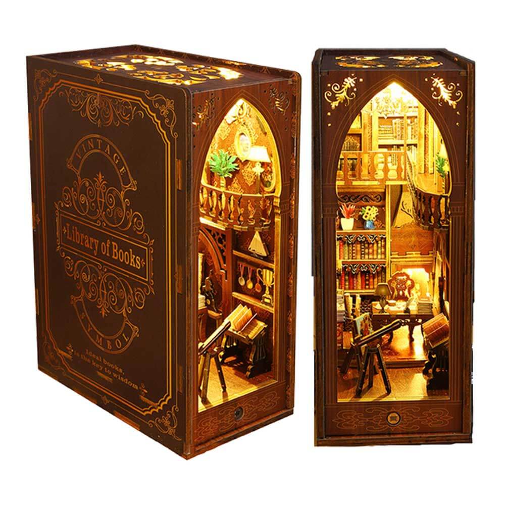 Sam's Library Book Nook Miniature Dollhouse - CraftDIYKit