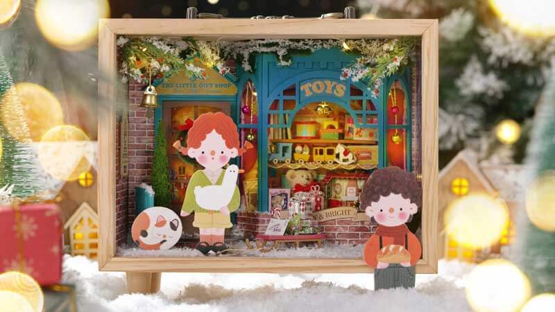 Christmas Shop Wooden Box Miniature Dollhouse_Description_1