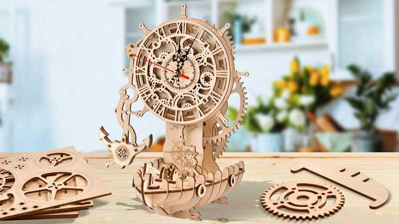 Pirate Ship Clock 3D Wooden Puzzle_Description_1