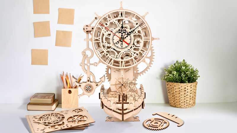 Pirate Ship Clock 3D Wooden Puzzle_Description_2