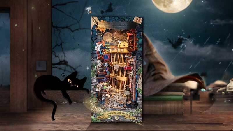 Magic Night Alley Book Nook Miniature Dollhouse_Description_1