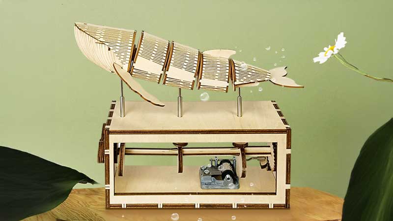 Dancing Whale Music Box 3D Wooden Puzzle_Description_1