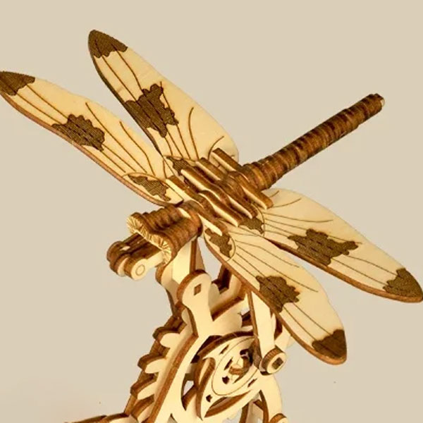 Dragonfly with Flowers Model 3D Wooden Puzzle_Description_2