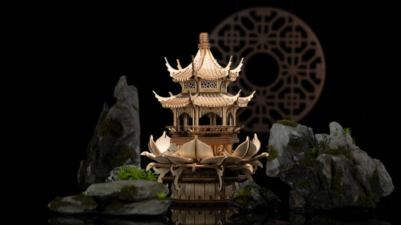 Lotus Pavilion Music Box 3D Wooden Puzzle_Description_2