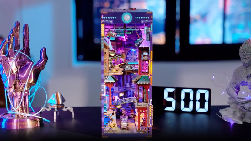 Cyber Mountain and Sea City Book Nook Miniature Dollhouse_Description_1