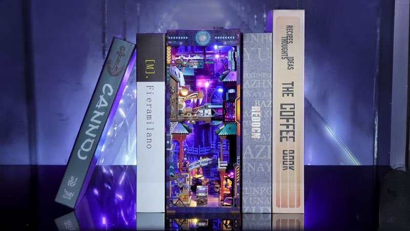 Cyber Mountain and Sea City Book Nook Miniature Dollhouse_Description_2