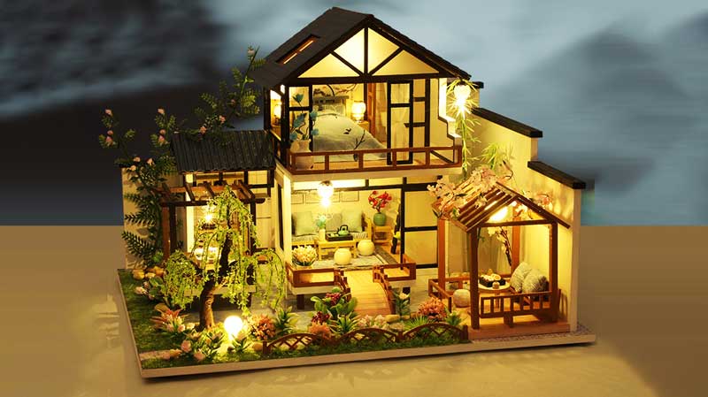 Dora’s Bamboo Courtyard DIY Miniature Dollhouse_Description_1
