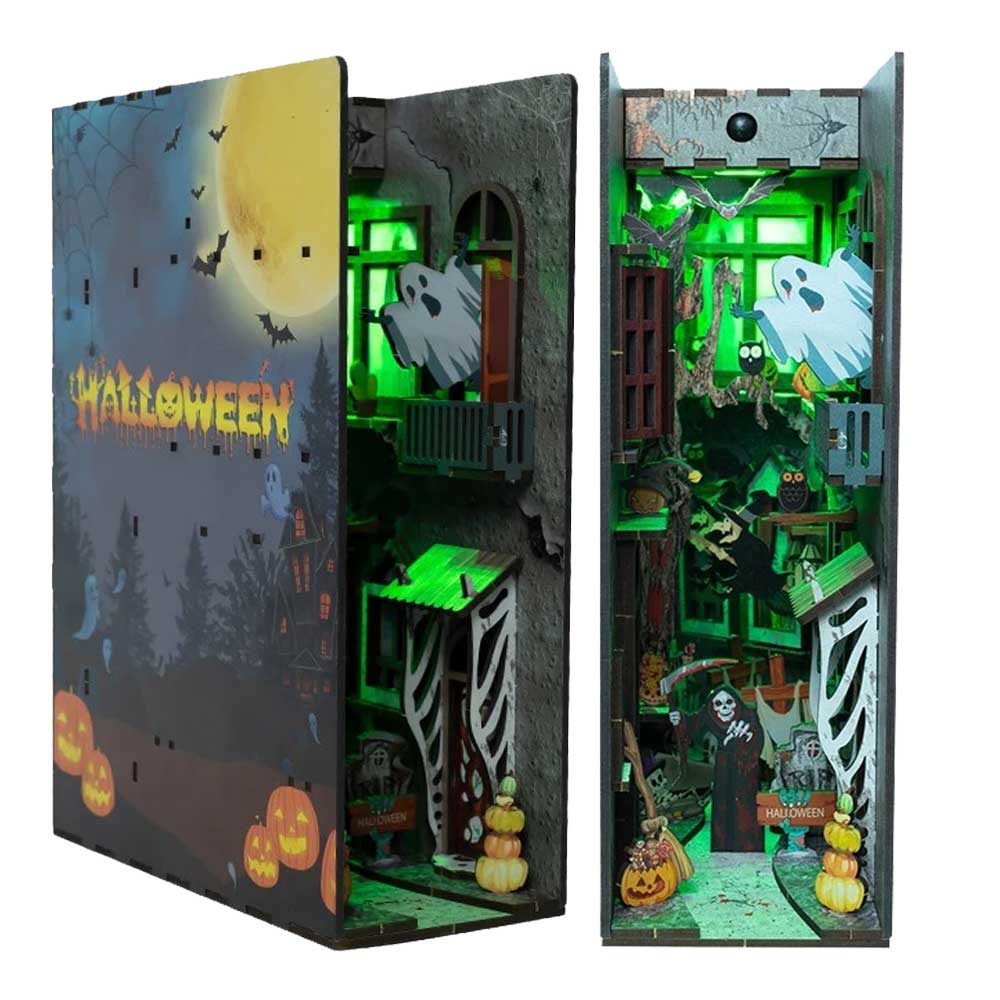 Halloween Spooky Alley Book Nook Miniature Dollhouse - CraftDIYKit