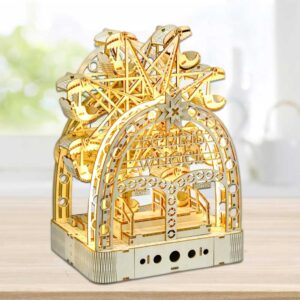 Hand-cranked Ferris Wheel Music Box 3D Wooden Puzzle_2