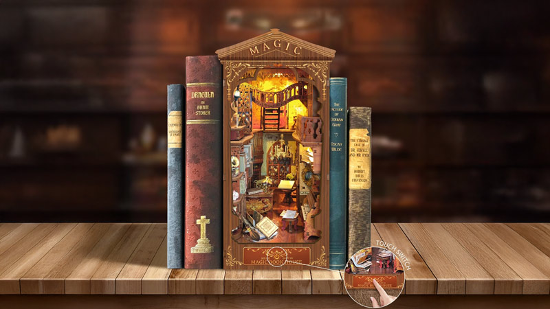 Magic Bookcase Book Nook Miniature Dollhouse_Description_1