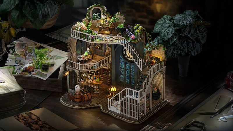 Magic Flower House Rooftop DIY Miniature Dollhouse_Description_2