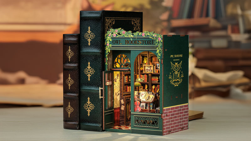 Owl Bookstore Book Nook Miniature Dollhouse_Description_1
