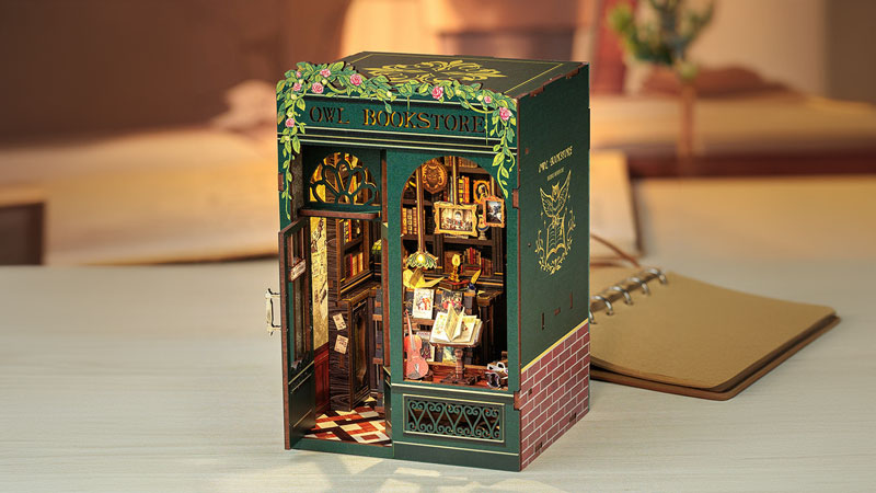 Owl Bookstore Book Nook Miniature Dollhouse_Description_2