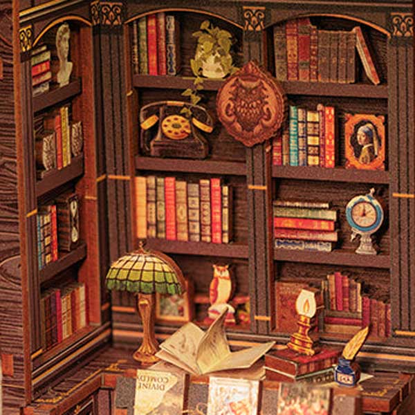 Owl Bookstore Book Nook Miniature Dollhouse_Description_5