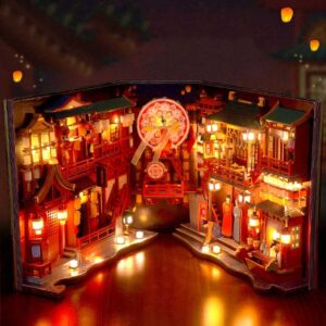 Tang Dynasty Street View Book Nook Miniature Dollhouse_2