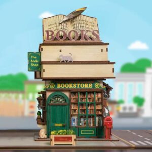 Time Bookstore Wooden DIY Miniature Dollhouse_2