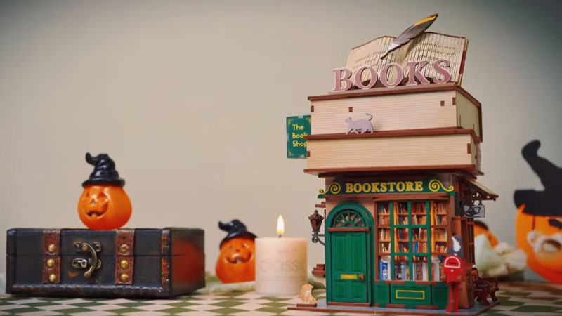 Time Bookstore Wooden DIY Miniature Dollhouse_Description_2