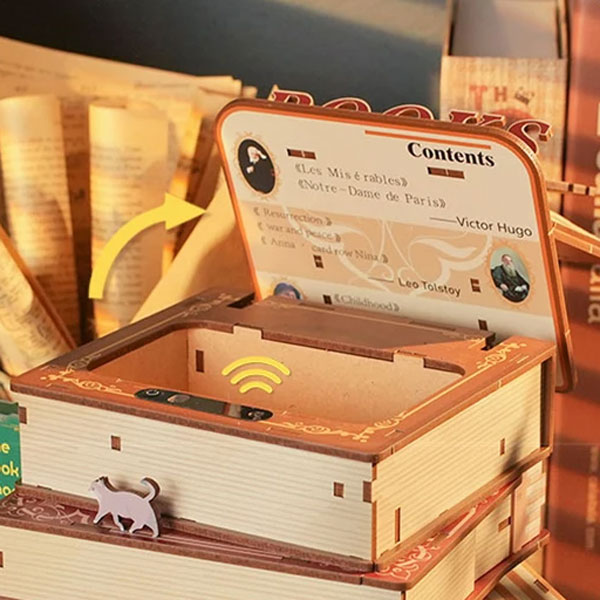 Time Bookstore Wooden DIY Miniature Dollhouse_Description_3