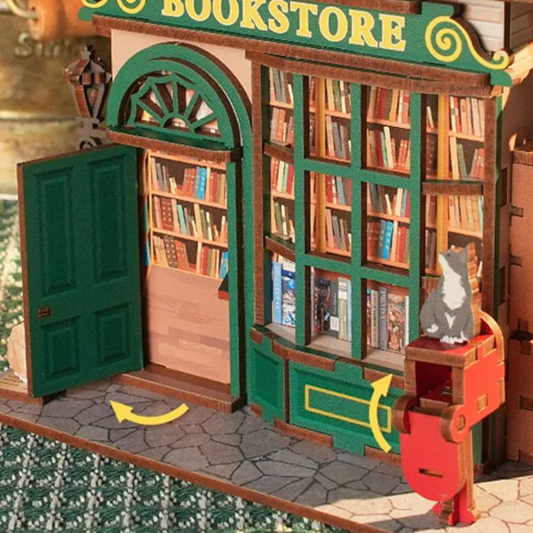 Time Bookstore Wooden DIY Miniature Dollhouse_Description_4