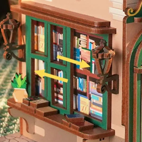 Time Bookstore Wooden DIY Miniature Dollhouse_Description_5