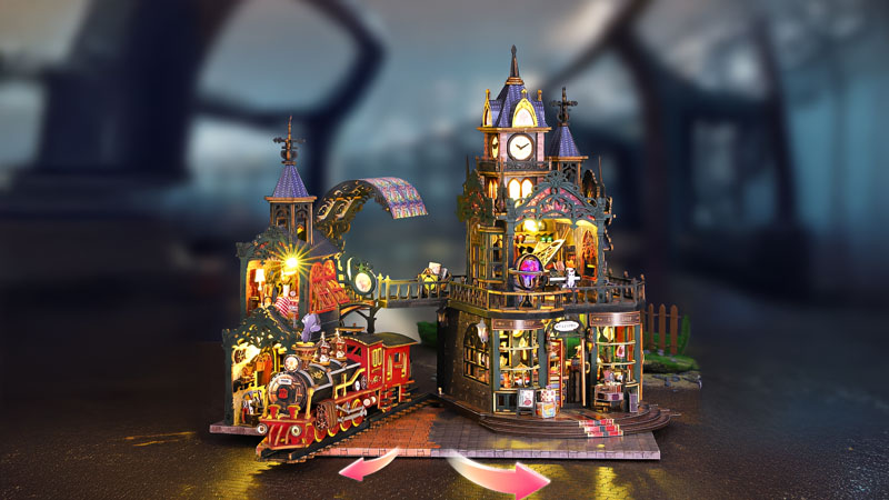 Rail-track secluded city 模型キット Rail-track Secluded City DIY Miniature Dollhouse - CraftDIYKit