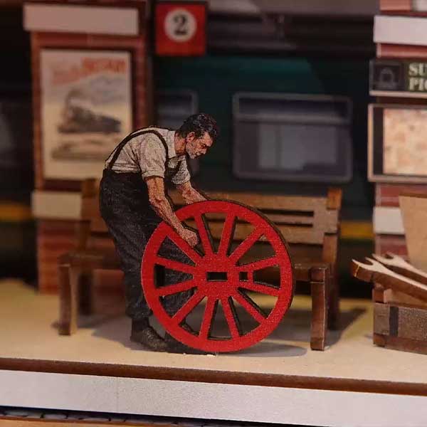 Train Repair Station Book Nook Miniature Dollhouse_Description_5