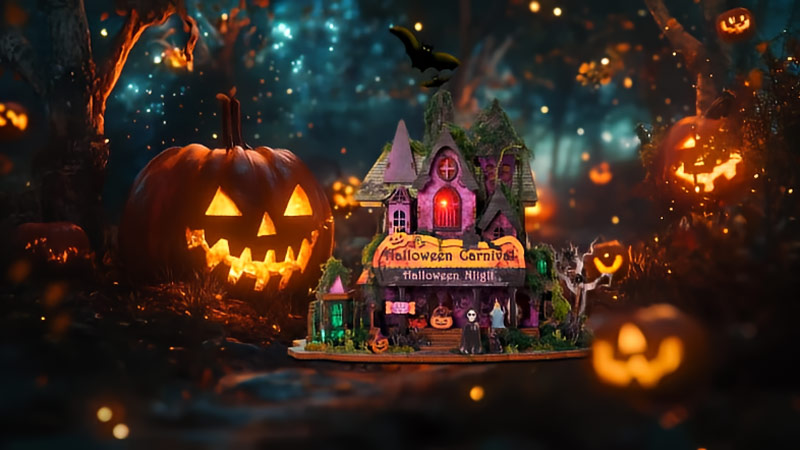 Halloween Night House DIY Miniature Dollhouse_Description_1