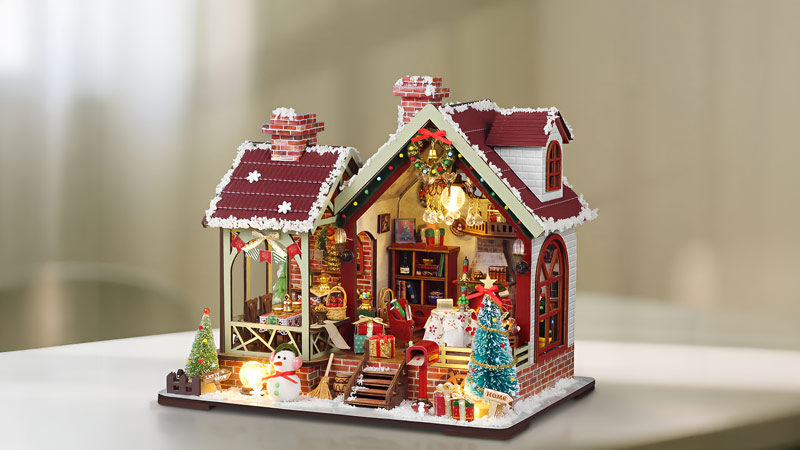 Warm Christmas Lodge DIY Miniature Dollhouse_Description_1