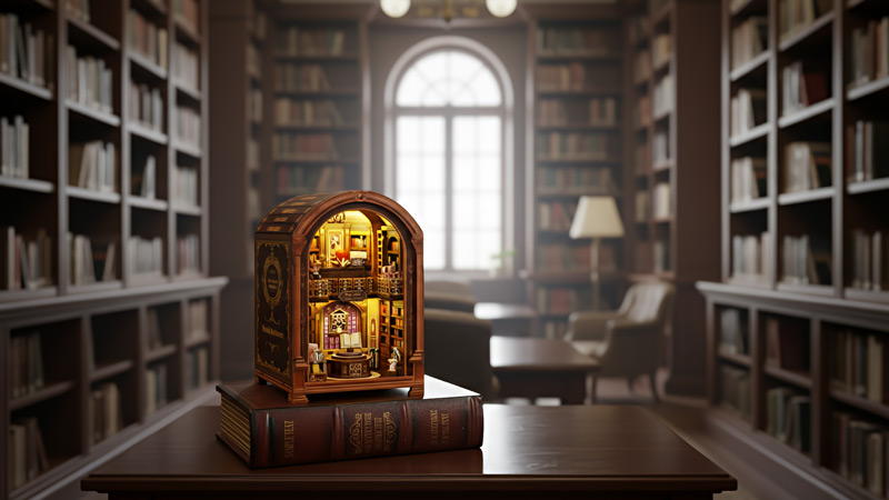 World Bookstore Book Nook Miniature Dollhouse_Description_1