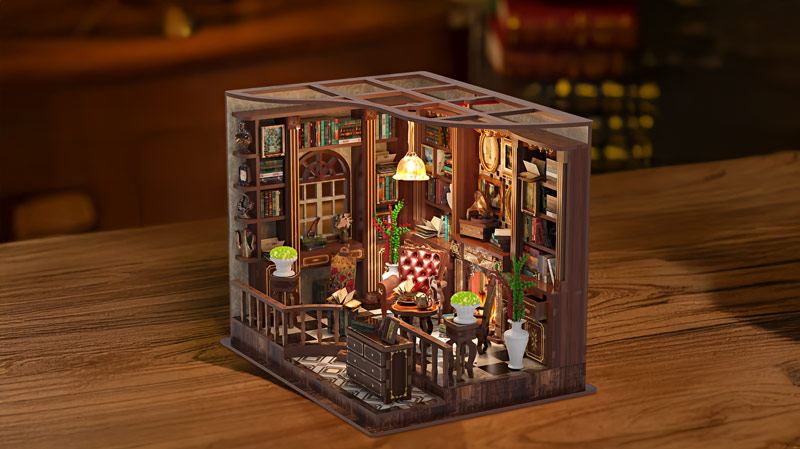 Left Bank Study DIY Miniature Dollhouse_Description_1