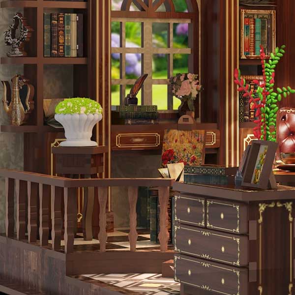 Left Bank Study DIY Miniature Dollhouse_Description_3