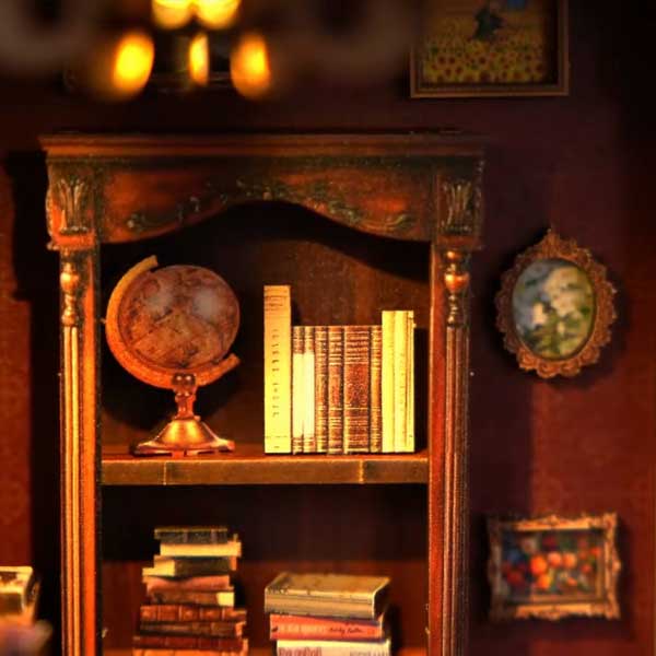 Twilight Library Book Nook Miniature Dollhouse_Description_6