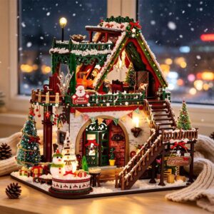 Snowy Christmas Lodge DIY Miniature Dollhouse_2