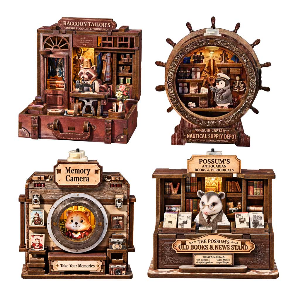 Retro Town Fridge Magnet Series DIY Miniature Dollhouse_1